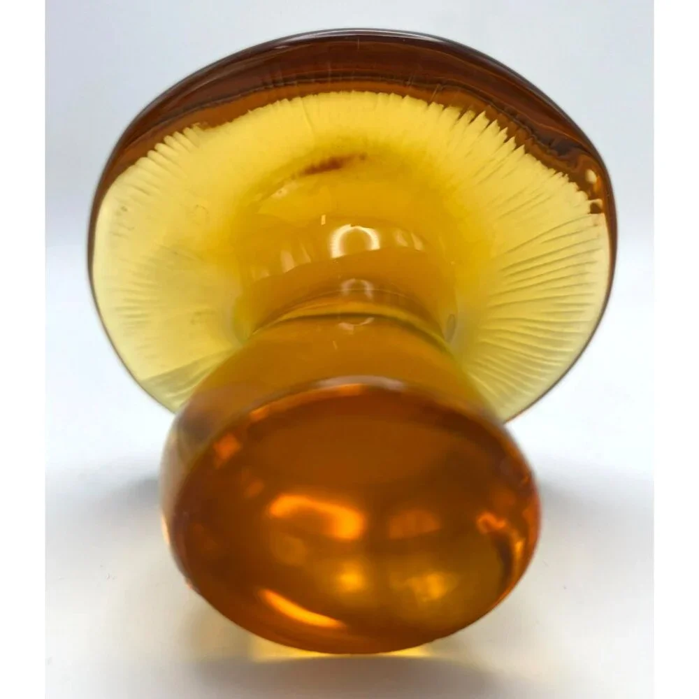 3 Viking Glass Mushrooms Persimmon Orange Amber Frosted Vintage MCM 60s 70s RARE - Picture 6 of 11
